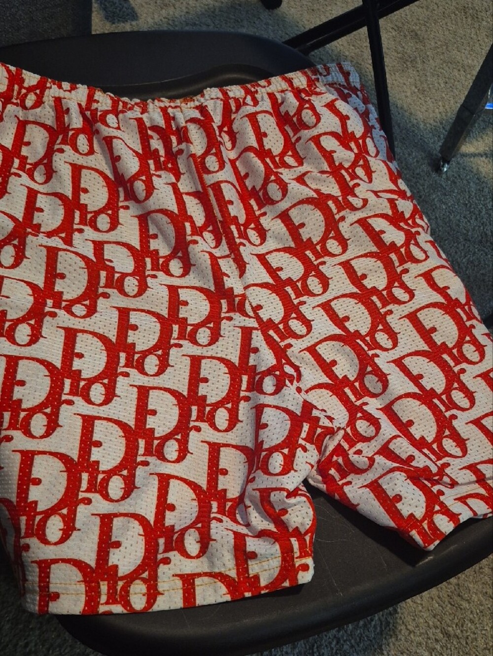 Red & White Logo Print  Shorts - Picture 3 of 3